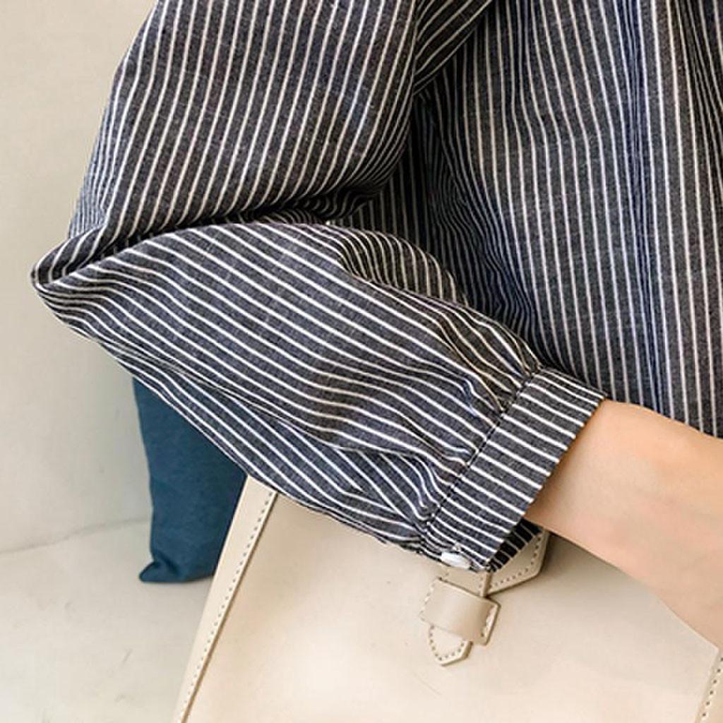 Fashion Women Casual  Striped Ladies Long  Sleeve Ruffles Loose Tops