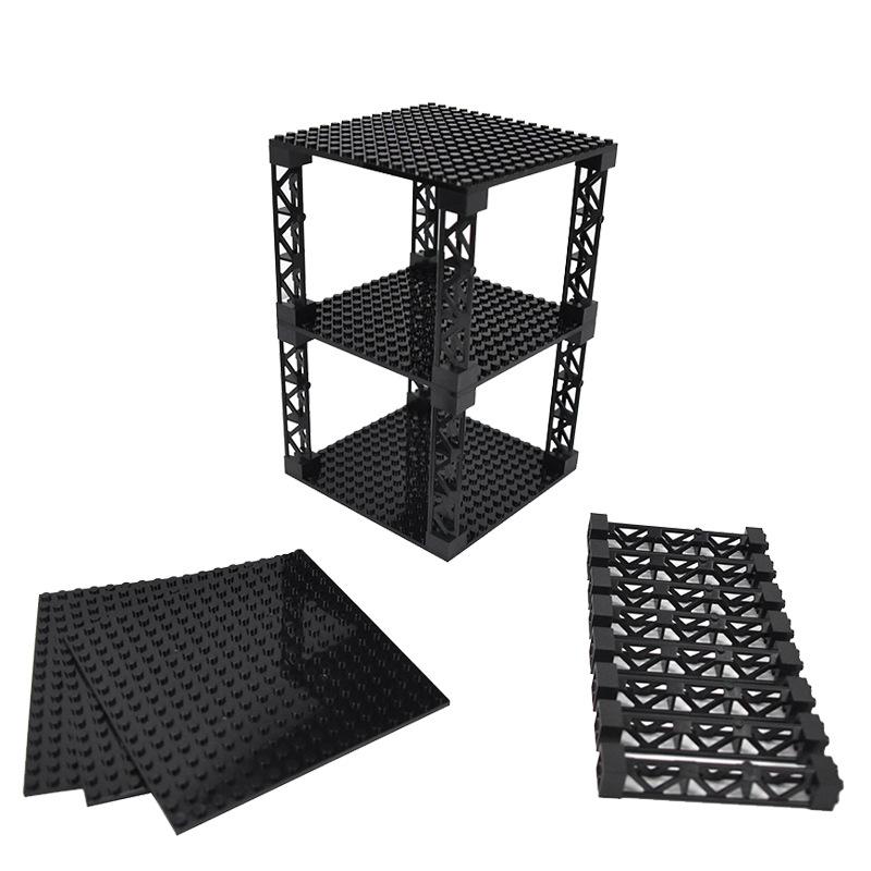 Doe-het-zelf Bouwsteen Opbergunit Vloerdecoratie Model met 16×16 Stippen Plaat en Steunpilaren Perfect Speelgoed Cadeau voor Festivals