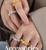 New Chinese Rice Bead Open Ring: Light Luxury Design, Colorfast Titanium Steel, Unique Temperament Finger Ring for Women