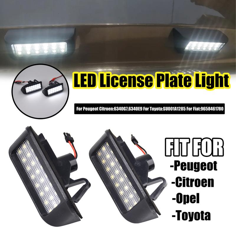 2Pc Error Free White LED Number License Plate Light Lamps For Peugeot Expert Partner Rifter Traveller Ranch OEM#:6340G7 & 6340E9