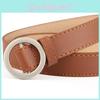 Simple Pu Leather Waist Belt With Round Buckle For Student Jeans And Daily Outfits