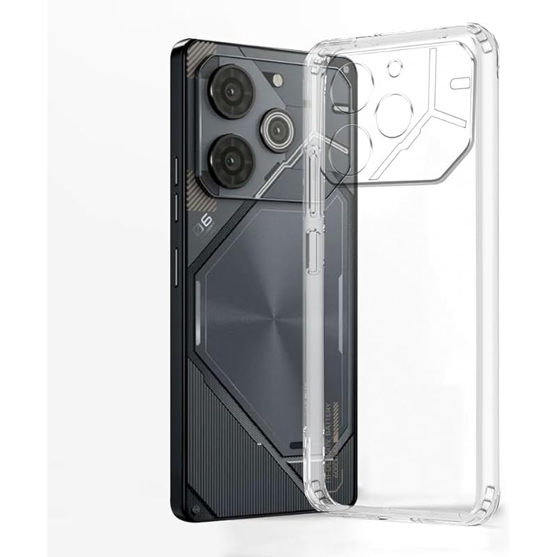 

Модный мягкий кристально прозрачный задний чехол-бампер для Tecno Pova 6 Pro 5G | Ударопрочный дизайн | Выступ для защиты камеры | Чех 0 белый