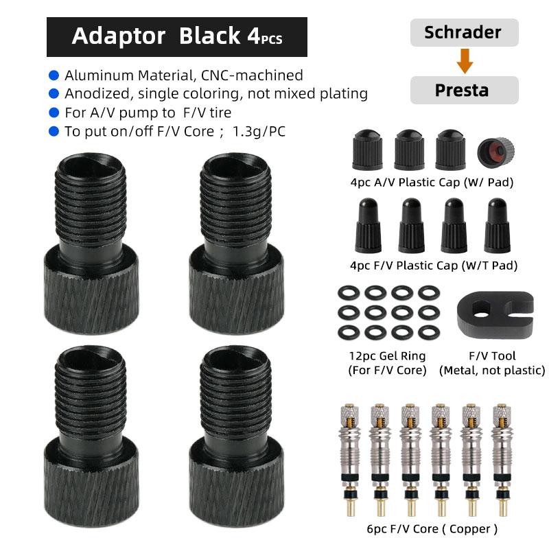 Presta Valve Adaptor for Schrader Pump F/V Valve Core Fitting Tool 2 In 1 Bicycle Nozzle Convertor Aluminum Anodized