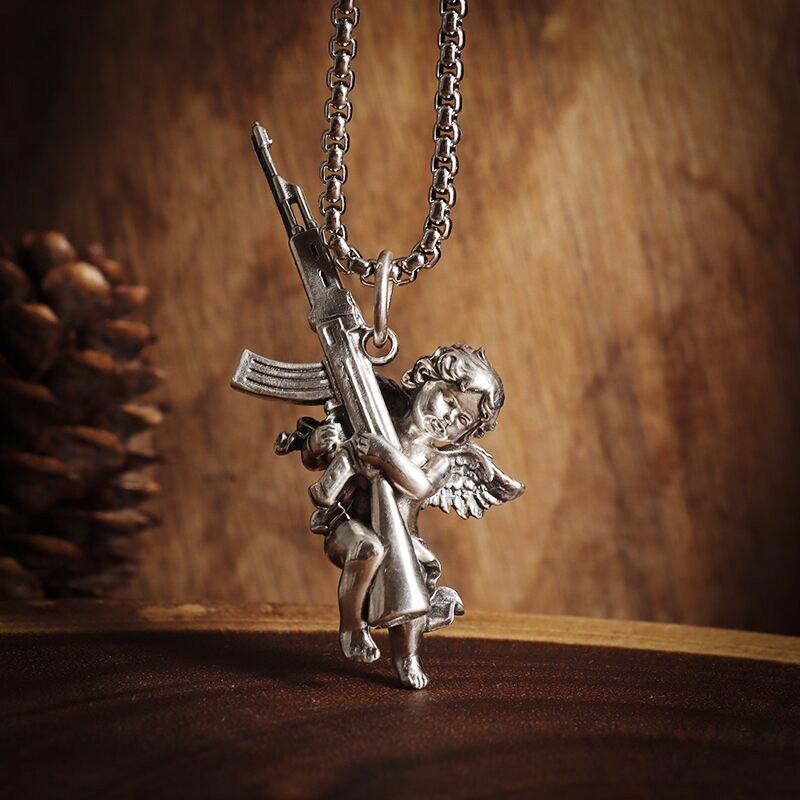 Silver-Plated Cute Pet Cat Wings Animal Pendant Necklace Women's Personalized Fashion Jewelry Couple Gift