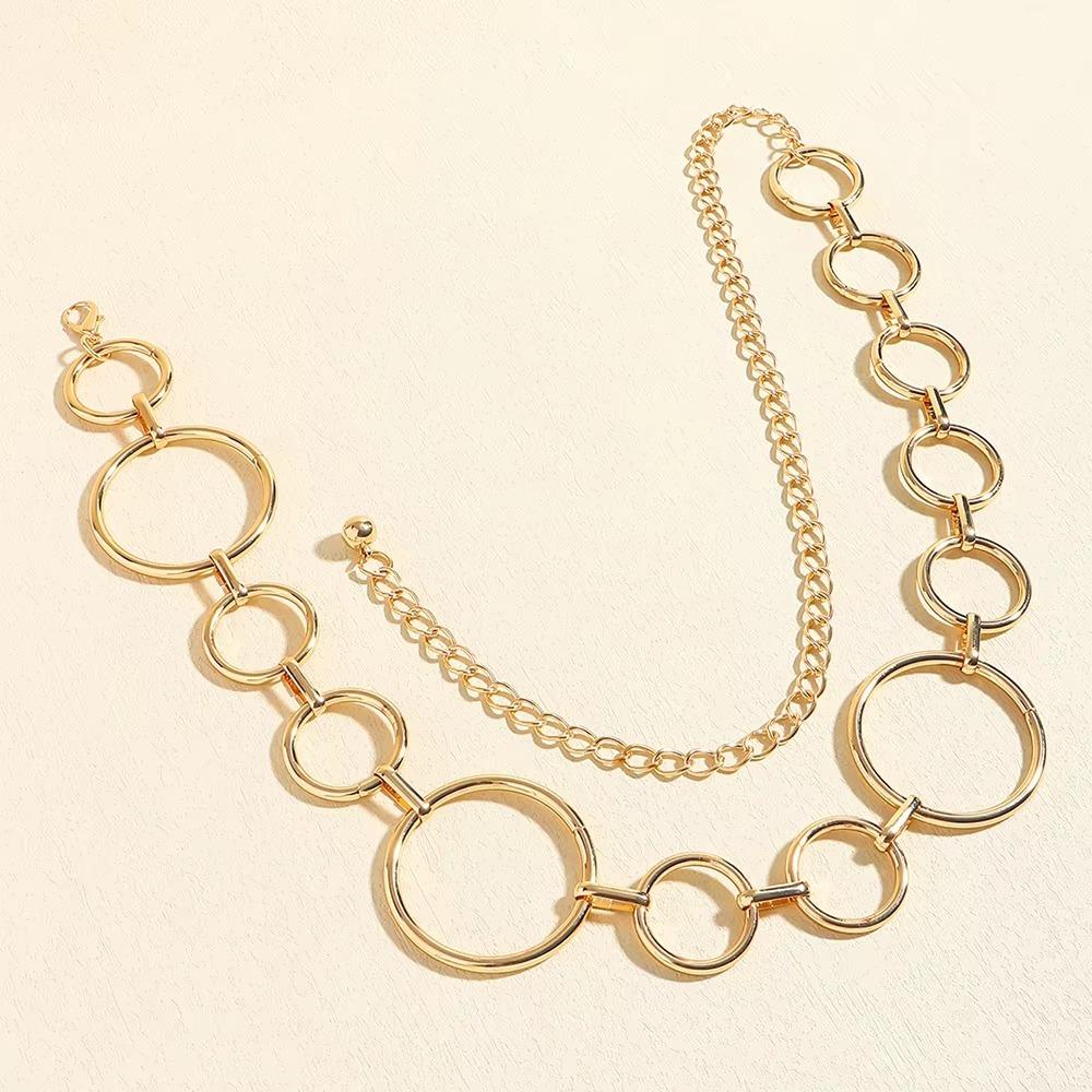 Chaîne de taille de luxe pour femmes Chaîne en métal en forme de grand cercle Accessoires de mode Ceinture