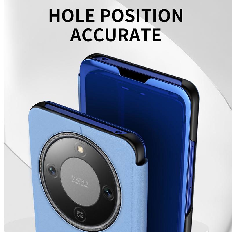 Leather Mirror Case For Honor X9A X9B X9C X9D X8B X8 X7B X70 X50 4G 5G Full Body Folding Holder Luxury Shockproof Phone Cover