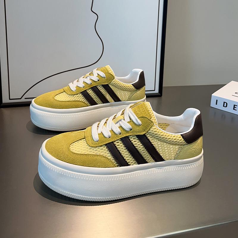 Leather Women's Spring and Summer Platform Shoes Versatile Mesh White Shoes Sports Shoes Women's Shoes Casual Board Shoes