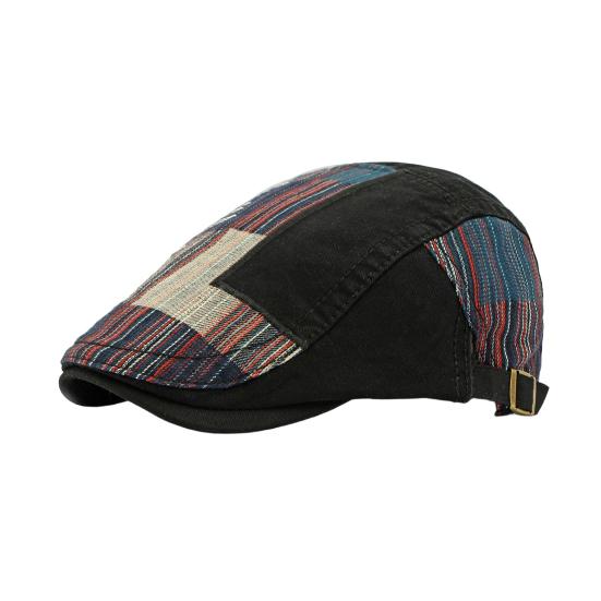 

Newsboy Cap Retro Style Adjustable Fit Beret Hat Splicing Design Soft Breathable Sun Protection Hat Daily Wear темно-синий