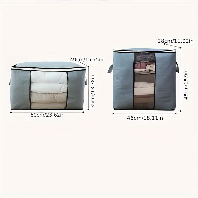 1pc Extra-Large Quilted Storage Bag – Reinforced Handles! Durable Organizer for Clothes, Bedding & Comforters, Clear Window