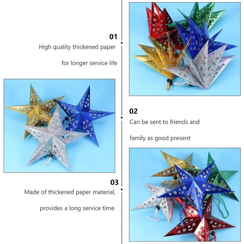 Hanging 3D Christmas Tree Lampshade Paper Five-Star Decorative Lampshade  Home Decor