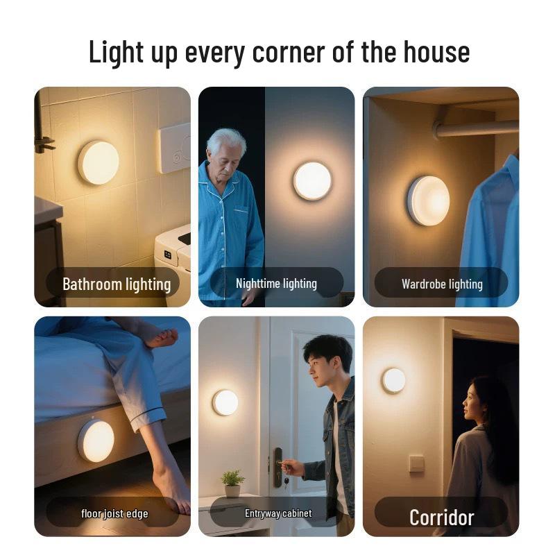 Motion-Sensor Night Light: Automatic, Rechargeable LED for Bedroom, Bathroom, Stairs, Magnetic Wall Attachment