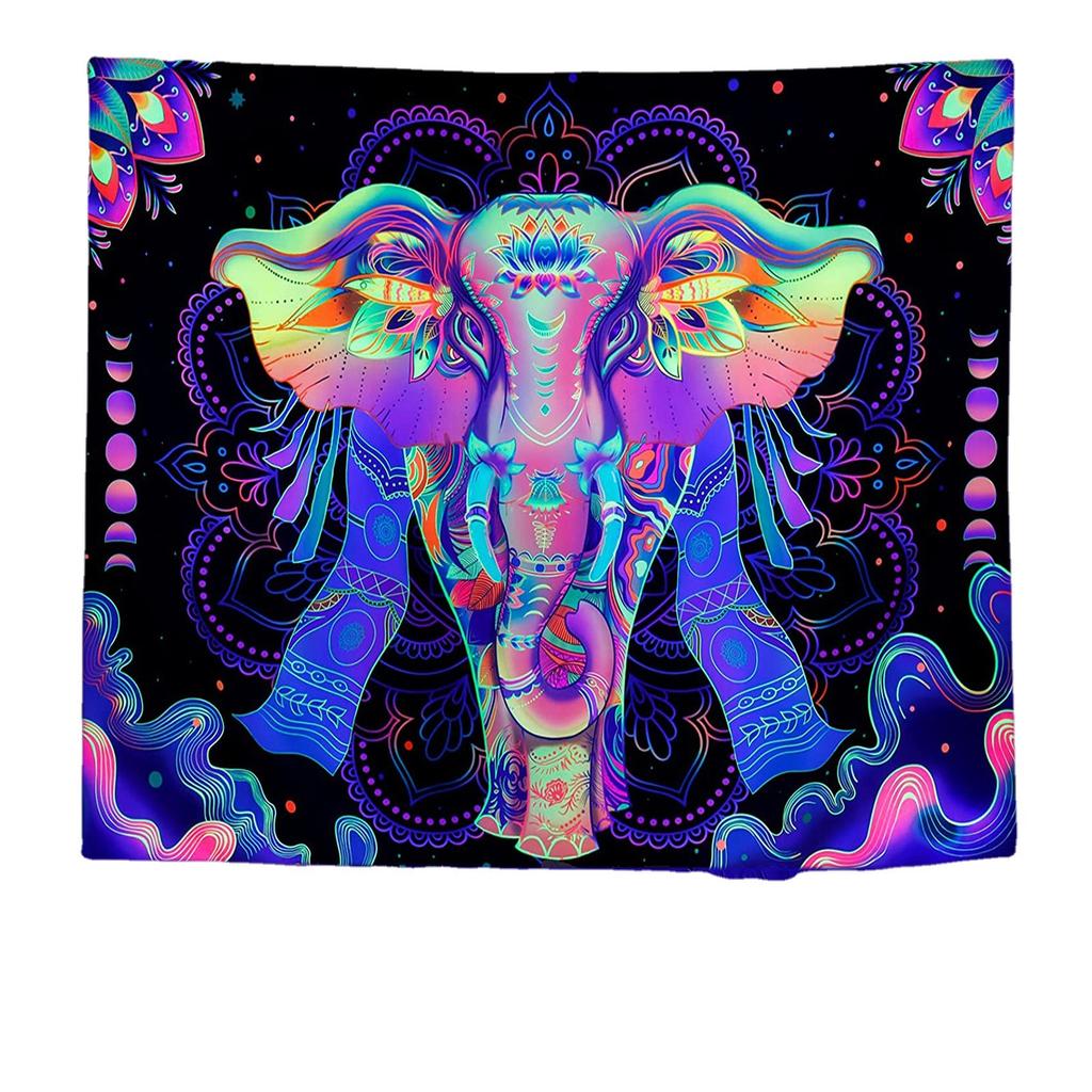 Wall Hanging Aesthetic Tapestry Uv reactive Fluorescent Elephant Fluorescent Background Wall Cloth For Living Room