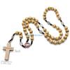 Wooden for Cross Rosary Necklaces Bead Hanging Christian Pendant for Women Men Religious Praying Jewelry Gift D57B