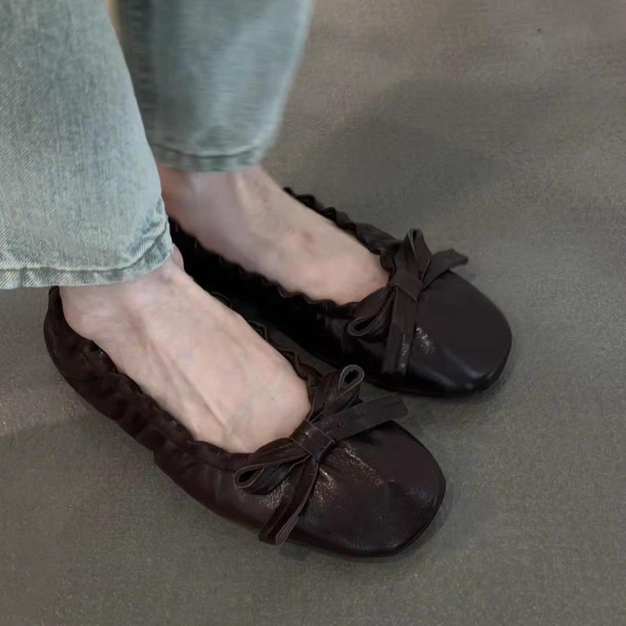 IPPEUM Women Ballet Flats Shoes Round Toe 2025 New Red Silver Mary Janes Ballerina Shoes