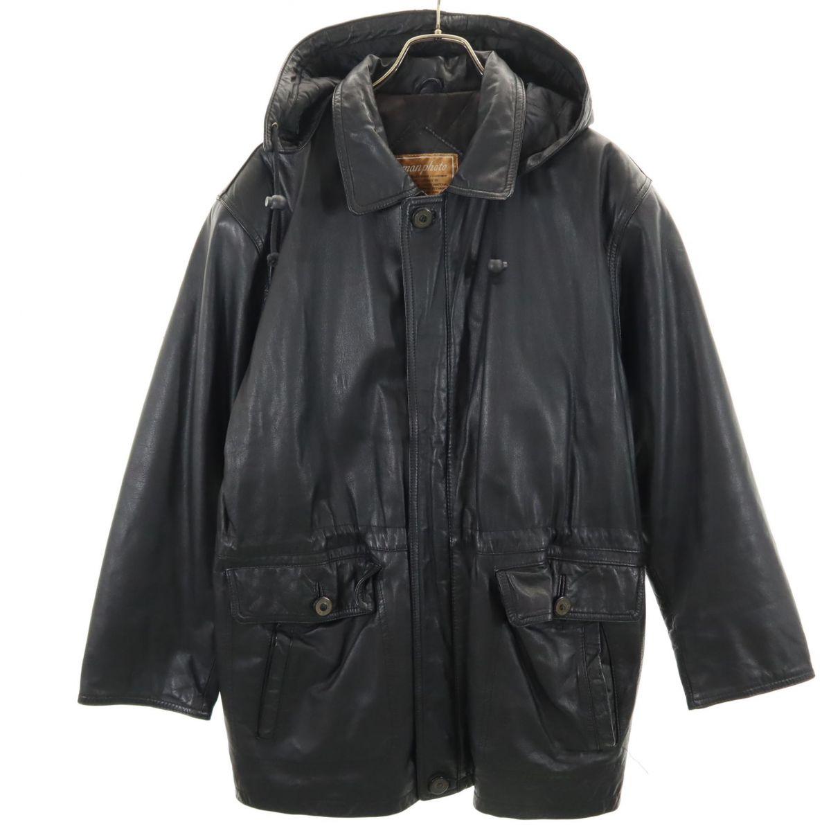 

MANPHOTO leather jacket M black Men s Used