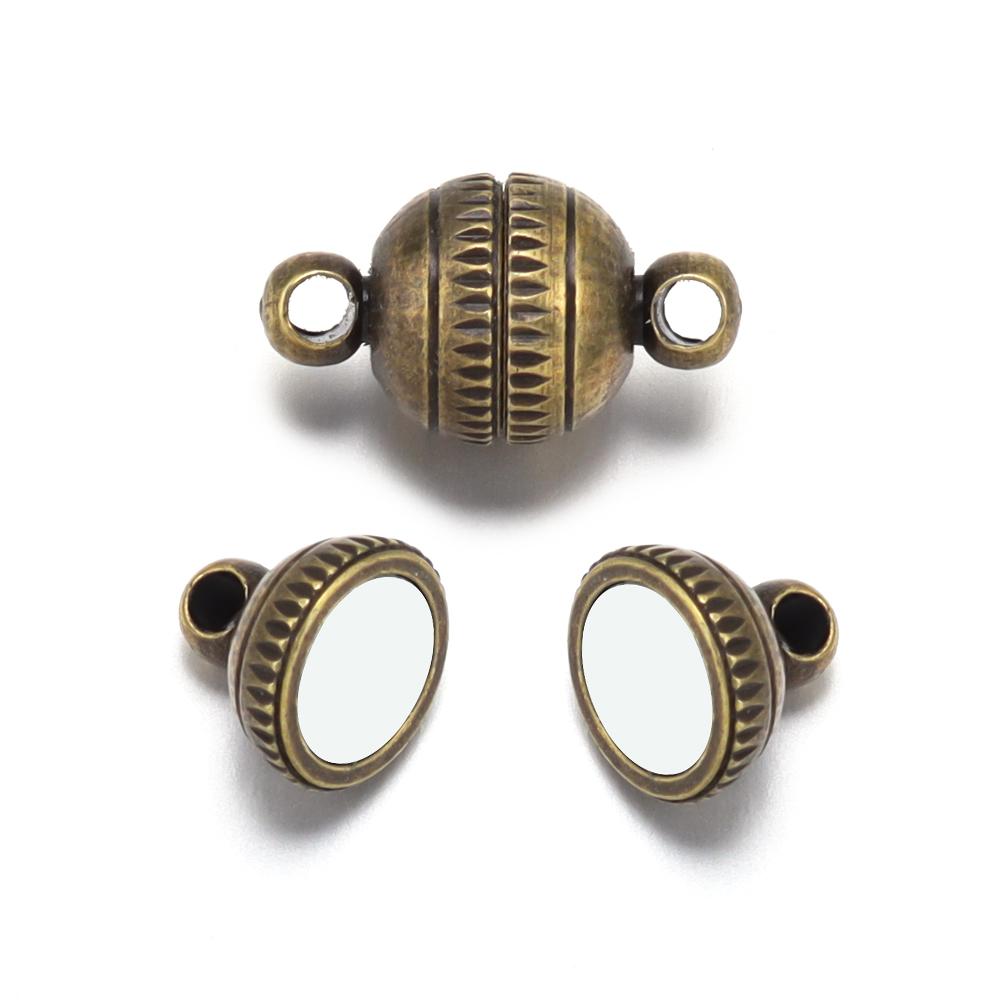 5Sets Round Copper Magnetic Clasps Fit Necklace Gold End Clasps Connector DIY Leather Bracelet Jewelry Making Supplies