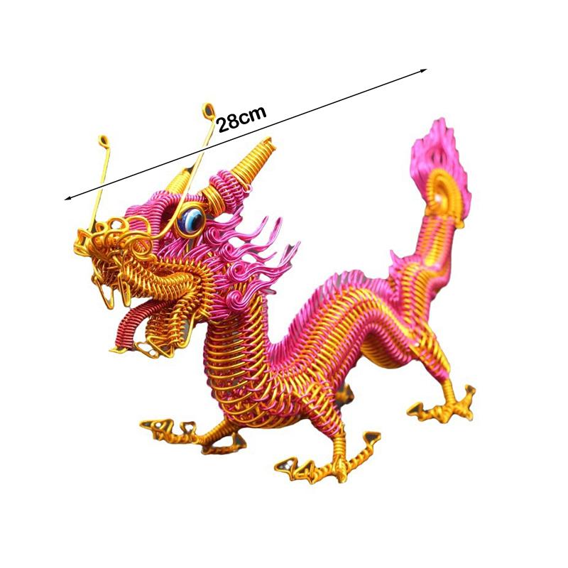 Aluminiumdraht Großer Chinesischer Drache Mythische Tiere Metallornament Handgeflochten Maskottchen Feng Shui Souvenir Handwerkskunst Dekoration