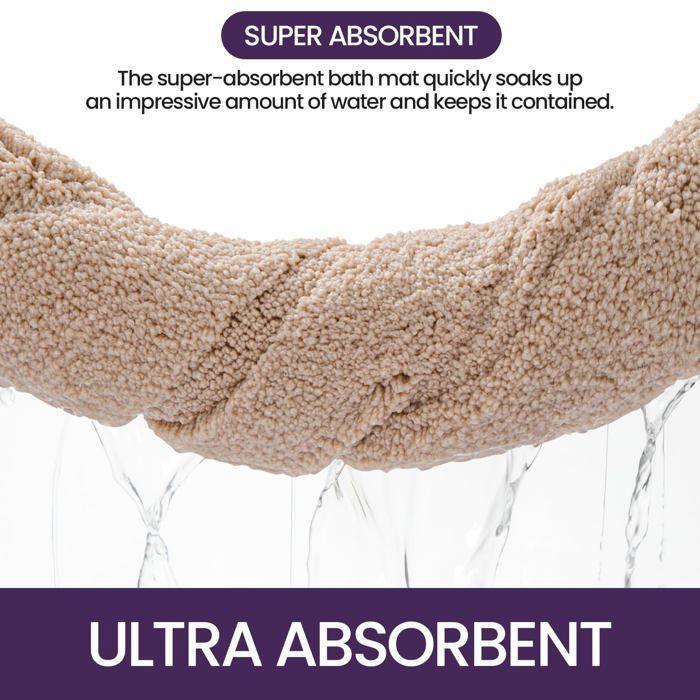 Tapis de bain antidérapant 40 x 60 cm en microfibre extra épais – beige