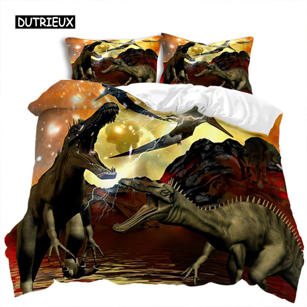 Duvet Cover Jurassic World Park Dinosaur Twin Double Microfiber Animal Comforter Cover  Dinosaur Bedding For Kids Teens Room