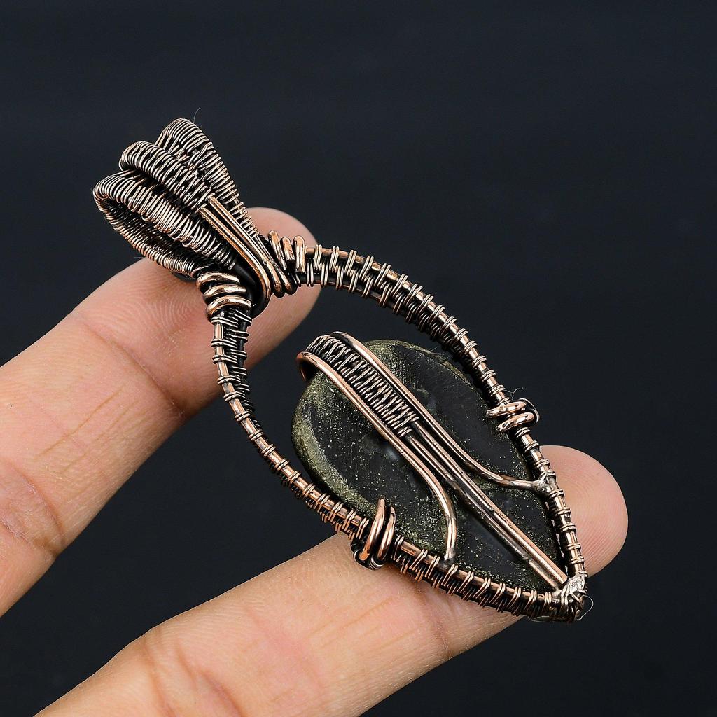 Titanium Druzy Pendant, 999 Copper Wire Wrapped Gemstone Jewelry, Handmade Pendant, For Mother Day