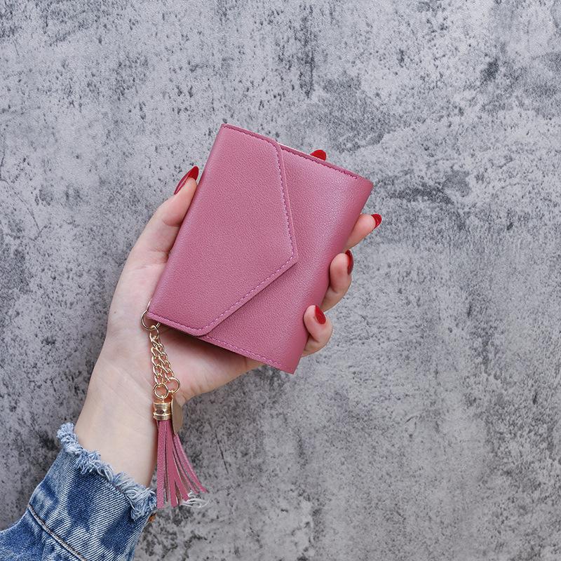Women's Lychee Pattern Wallet with Tassel Pendant - Card Holder & Coin Purse