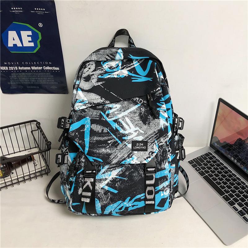 Spot Graffiti Streetwear Lightweight Backpack for Students & Casual Use