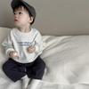 Kids' Korean Style Autumn Outfit: Long Sleeve Sweatshirt & Sweatpants Set