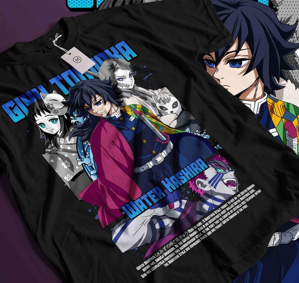 

Giyu Tomioka T-Shirt Demon Slayer Kimetsu No Yaiba Anime Shirt Size All Size 570 4XL