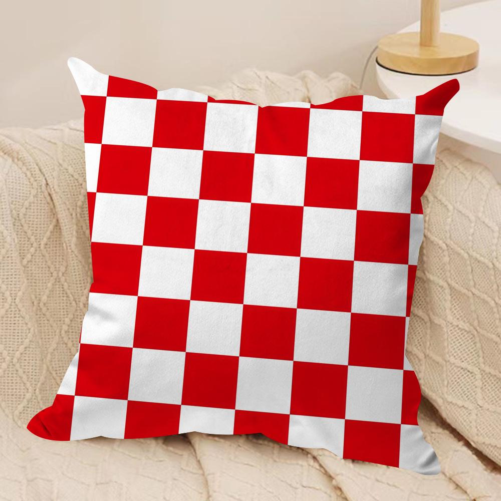 Classic Checkered Square Cushion Cover Pillowcase Ultra Soft Skin Friendly Fabric Cloud Like Comfort  Concealed Zipper