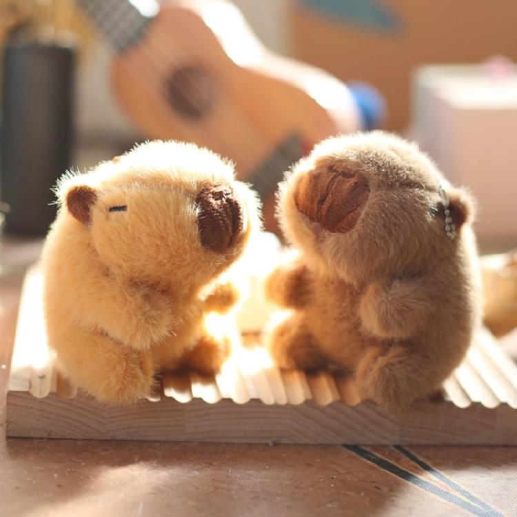 Cute Capybara Keychain Plush Bag Charm Accessory Adorable Stuffed Doll Keyring