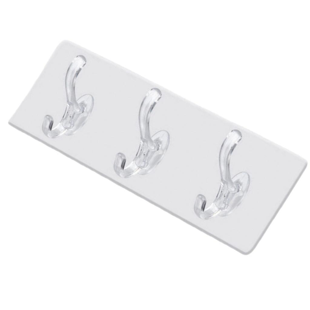 Wall Mounted Coat Rack PVC Strong Stable Multifunctional Simple Wall Hanger with 3 Hooks for
