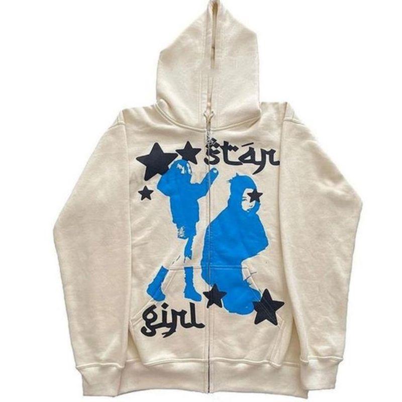 

Print Long Sleeve Zipper Hooded Cardigan khaki XXXL