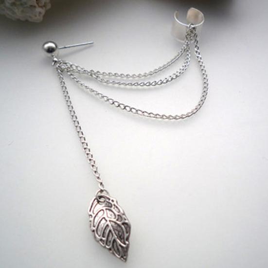 1Pc Punk Tassels Chain Leaf Fish Cross Charms Ear Stud Cuff Earring Jewelry Gift