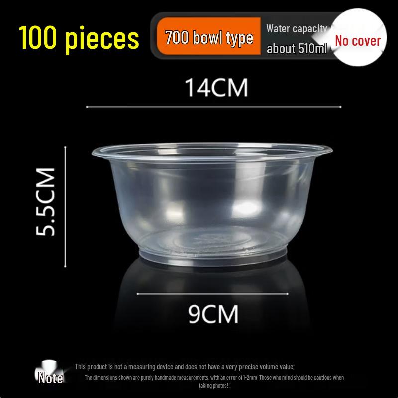 Xingduo Thickened Disposable Plastic Bowls, 100-Pack