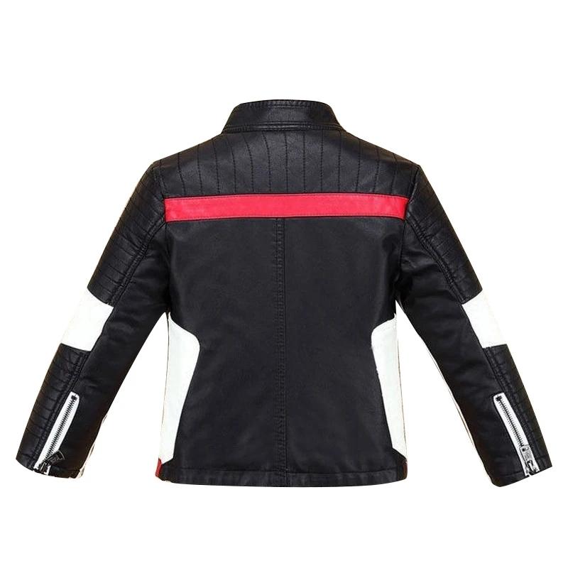 Handsome Cool Design Boys Artificial Leather Motor Jacket for Autumn Spring Kids Warm Coat Bomber Baby Toddler Winter Clothes 2-12 Years