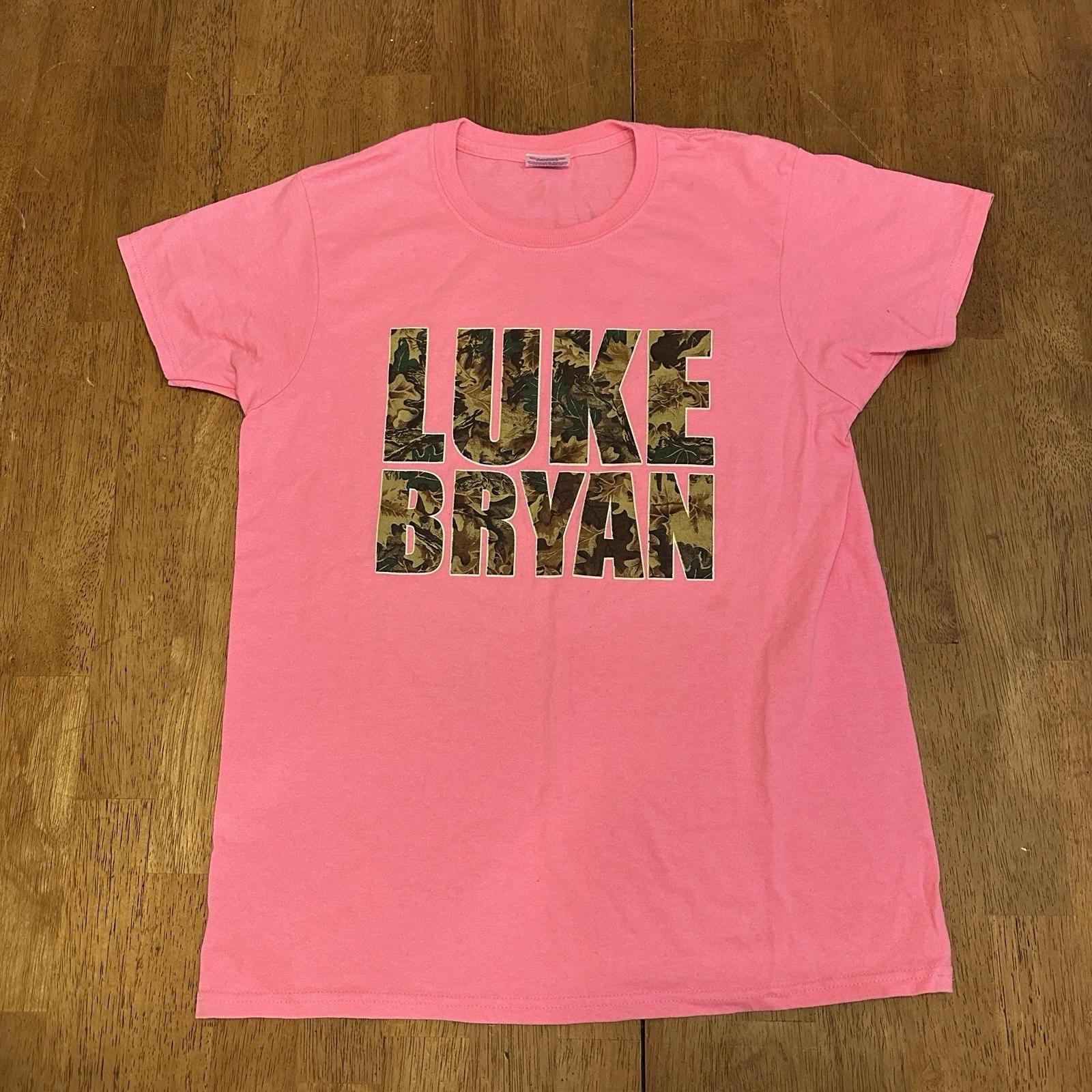 Luke Bryan Pink Camo Women’s T Shirt Small Country Music 3XL
