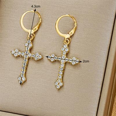 Cross Pendant Earrings For Women Korean  Drop Hoop Earrings Birthday Party Jewelry Gifts