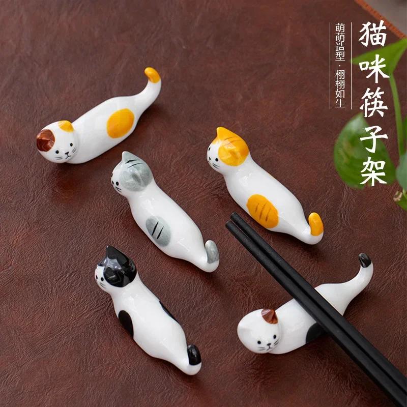 Ceramic Chopsticks Pillow Chopstick Rest Home Decoration Cat Chopsticks Forks Holder Chopsticks Holder Spoon Holder