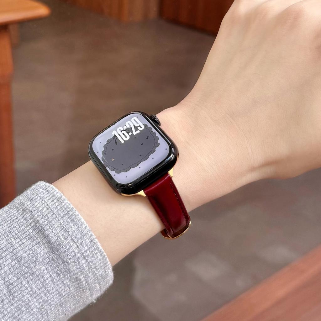 Hochwertiges geöltes Lederarmband für Apple Watch 49 46 45 44 42 41 40mm Mädchen Geschenk für IWatch Vollständige Serienmodelle S11 S10 S9 S8 S7