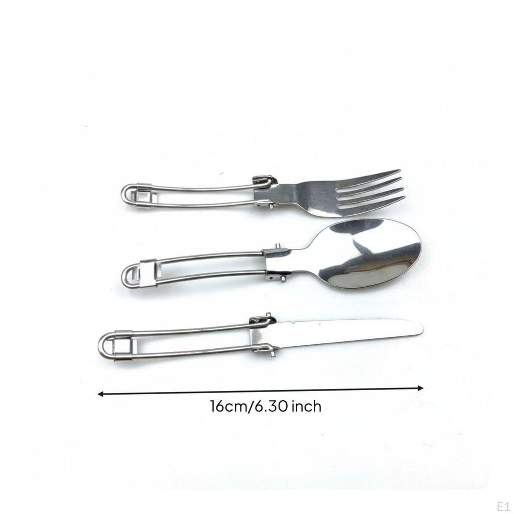 Portable tableware Kit Compact Folding HeatResistant Handles Camping spoon fork for