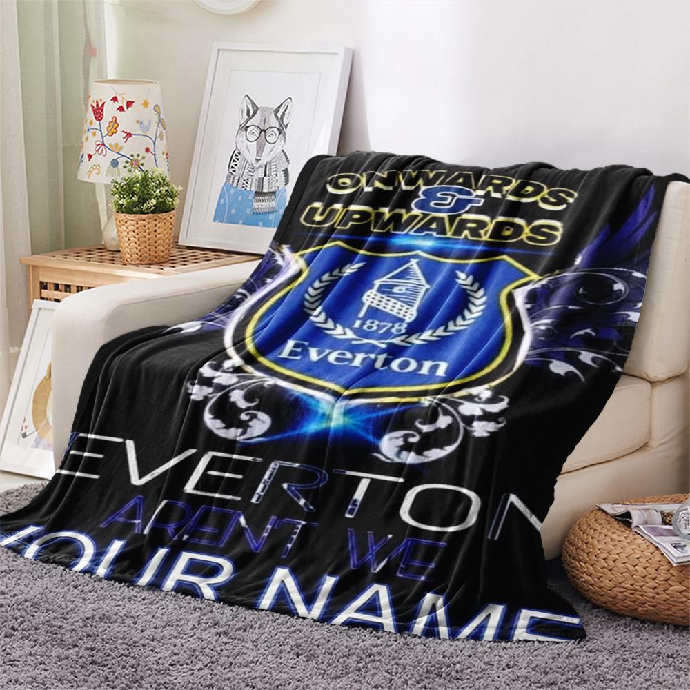 1 Stück Personalisierte Decke mit Everton FC Muster aus Flanell Geeignet für Alle Jahreszeiten für Heimdekoration Wärme und Komfort Geschenke Feiertagsgeschenk