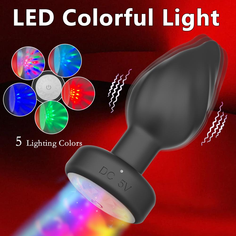 Anal Plug Vibrator Couples Sex Toys for Women Light Up Vibrating Butt Plug 10 Vibrations Adult Products Women Rose Vibrators