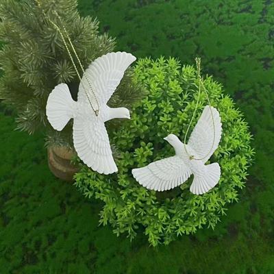Pigeon Christmas Ornament Artificial Peace Bird Hanging Decoration Resin White Bird with String for Christmas Tree Decor