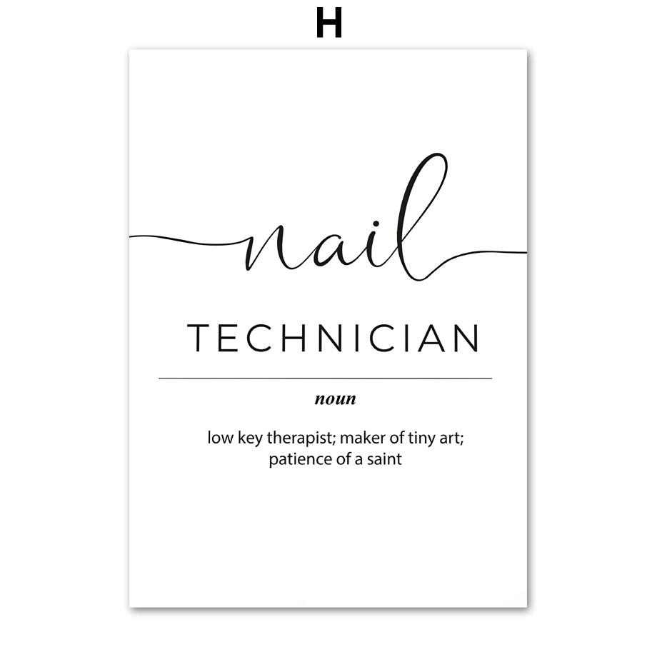 Nombre personalizado, esmalte de uñas, carteles e impresiones de formas tecnológicas, arte de pared nórdico, cuadro en lienzo, pintura para decoración salón de belleza