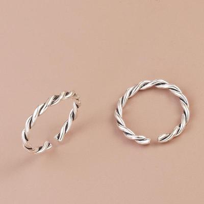 S925 Sterling Silber Retro Used Twist Rope Ring für Damen – Vielseitiger Geflochtener Zeigefinger- oder Kleiner Fingerring