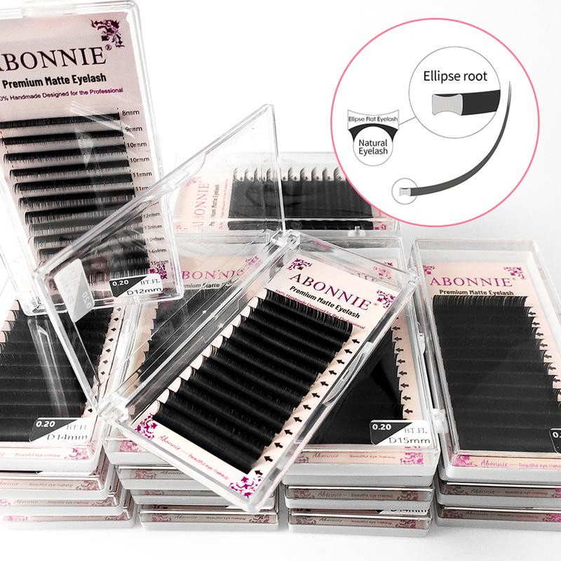 Abonnie J Curl Ellipse Flat Lashes Fluffy Volume Eyelash Extension Natural Soft Eyelashes
