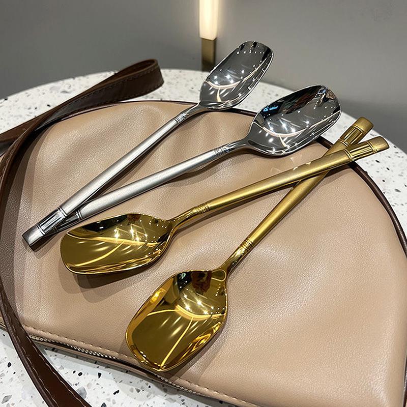 Gebürsteter Langer Griff Quadratischer Kopf Löffel Laterne Edelstahl Wassermelonenlöffel Verdickte Haushaltsküchenutensilien