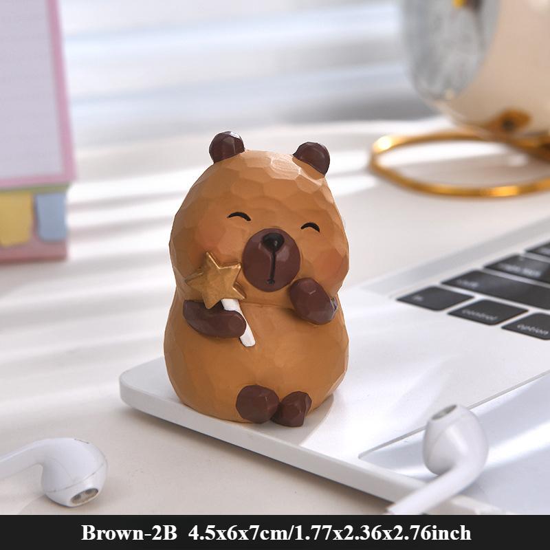 Statuiță Capybara din Lemn Lucrată Manual Sculptură Artistică Clasică Sculptată și Pictată în Lemn Figurină Drăguță Capybara Sculptură în Lemn Decor Acasă