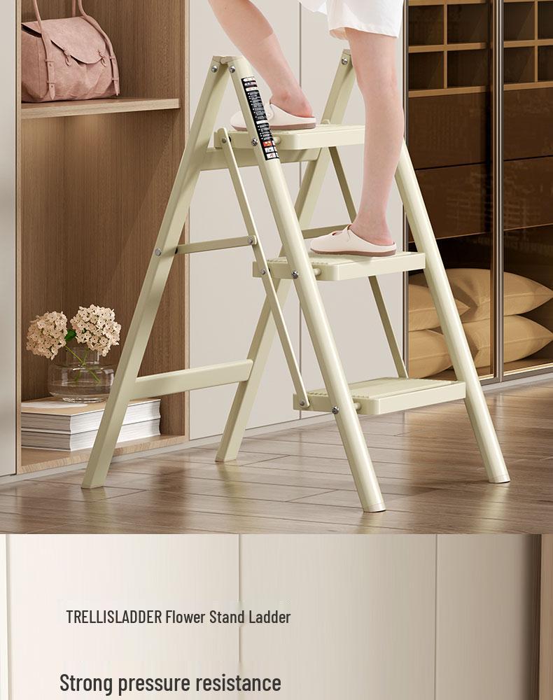 Folding Telescopic A-Frame Multi-Use Ladder - 3/4 Step Indoor Thickened Climbing Ladder