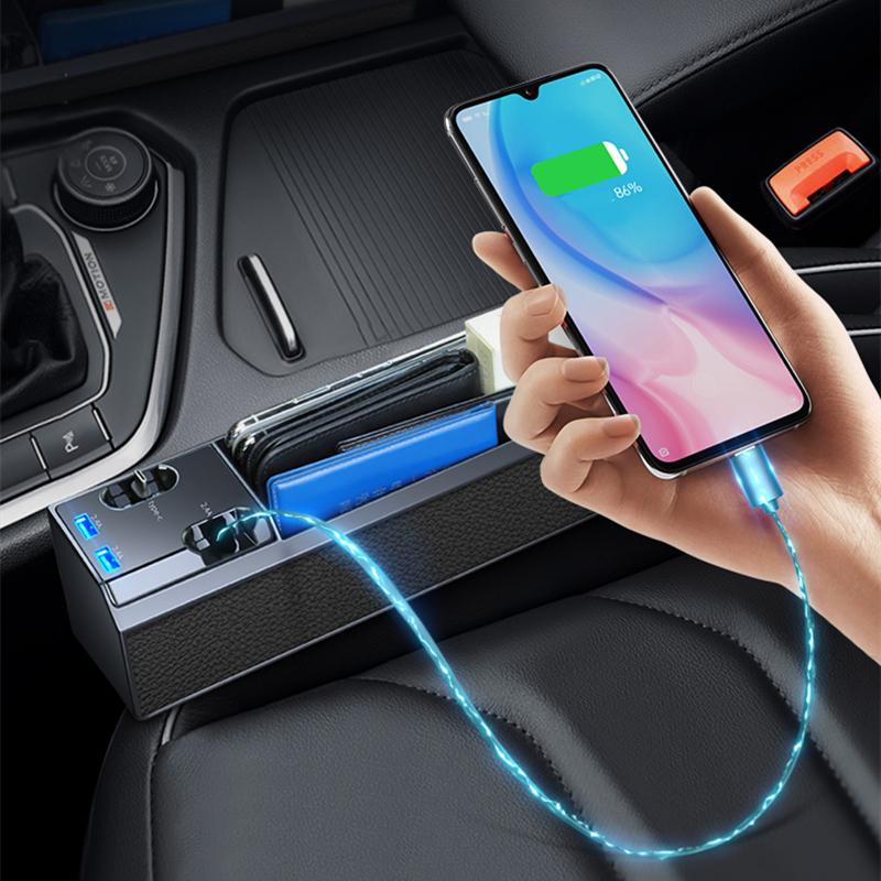 Fast Charging Car Seat Crevice Storage Box Seat Gap Slit Pocket Catcher Organizer Universal Car Seat Organizer Card Phone